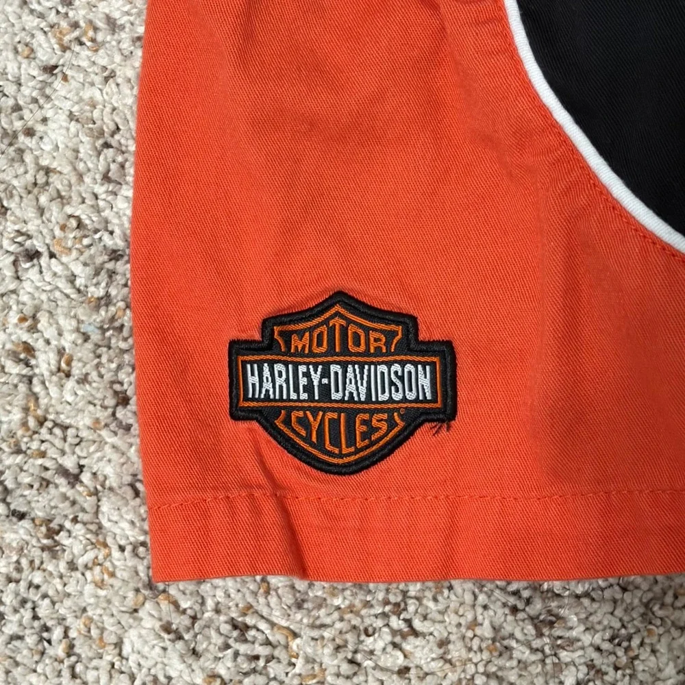 Harley-Davidson‎ Youth Button Front Racing Shirt Black Orange Size 7 Motorcycle